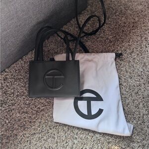 Telfar Black Mini Shopping Bag with Embossed Logo